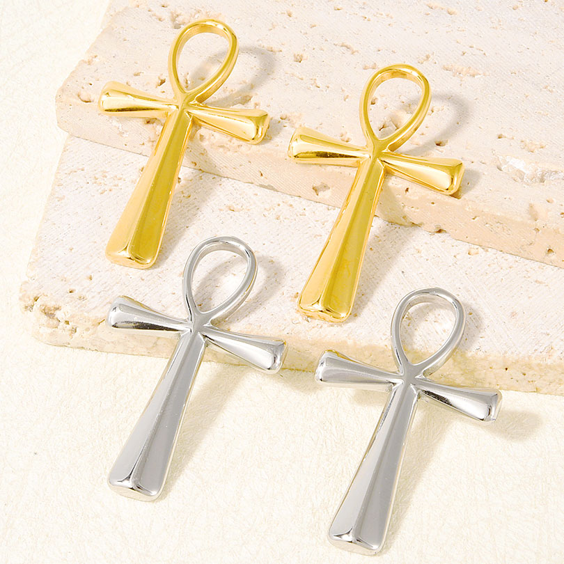Men Accessories Egypt - 10pcs คุณภาพสูงสแตนเลสสตีลจี้โบราณอียิปต์ Ankh จี้ผู้หญิงผู้ชายมือทําสร้อยคอต่างหูอุปกรณ์เสริม
