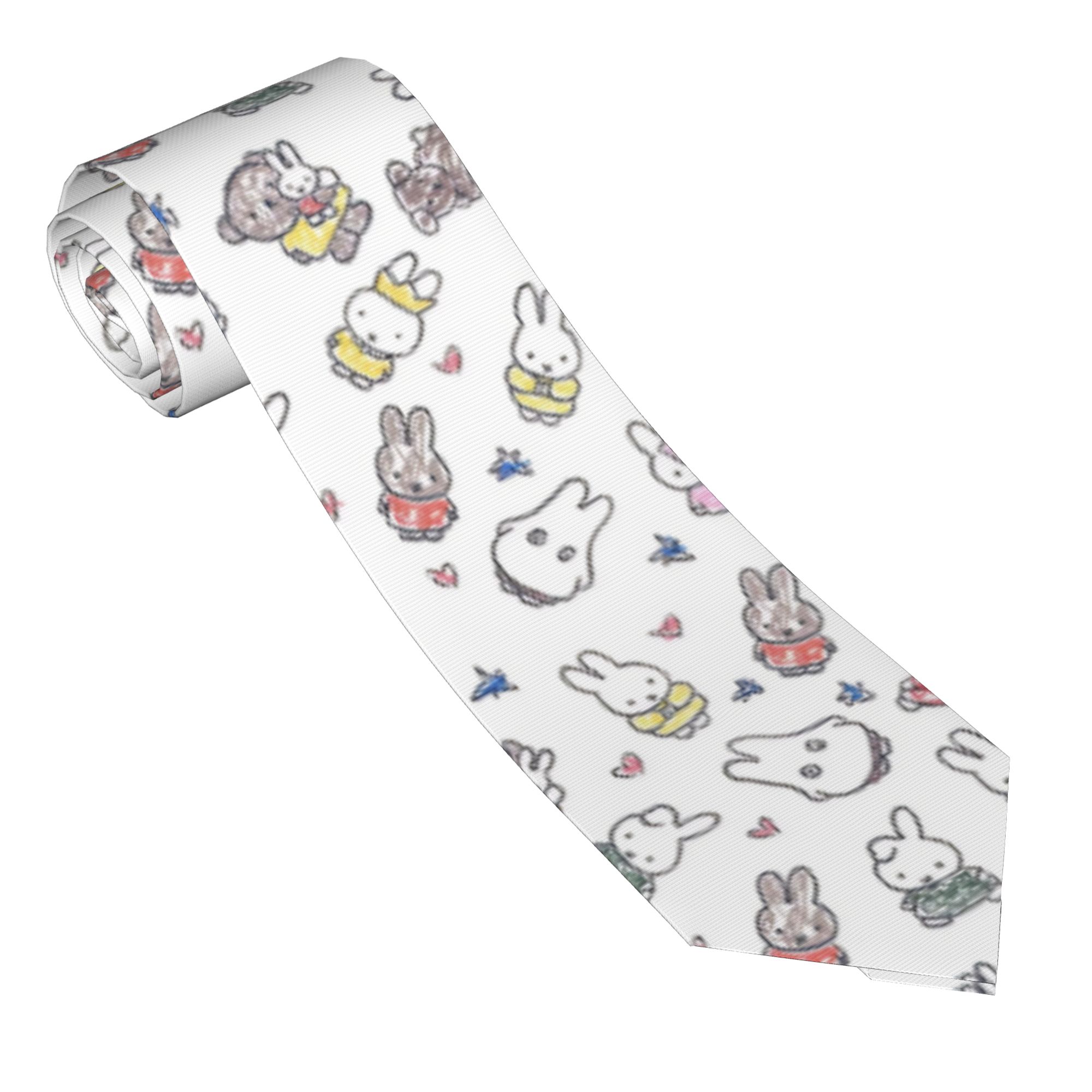 Men Accessories Wedding - เนคไทลายการ์ตูนกระต่ายมิฟฟี่ ขนาด 8 ซม. สำหรับผู้ชายและผู้หญิง เนคไทแคบสำหรับชุดลำลอง