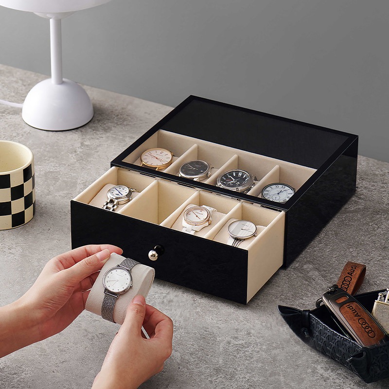Men Accessories Drawer - กล่องนาฬิกาพลาสติกสุดหรู 5/8 ช่อง กล่องเก็บนาฬิกาผู้ชาย กล่องจัดระเบียบนาฬิกาแบบลิ้นชัก แข็งแรง