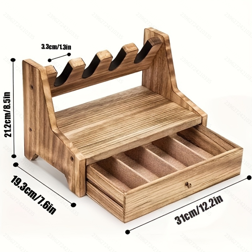 Men Accessories Drawer - แท่นวางปืนไม้เนื้อแข็ง (อุปกรณ์เสริมตู้เก็บปืน) – แท่นวางปืนพกสไตล์เรโทรสำหรับโต๊ะข้างเตียง – ชั้นวางปืนไม้เนื้อแข็งอเนกประสงค์
