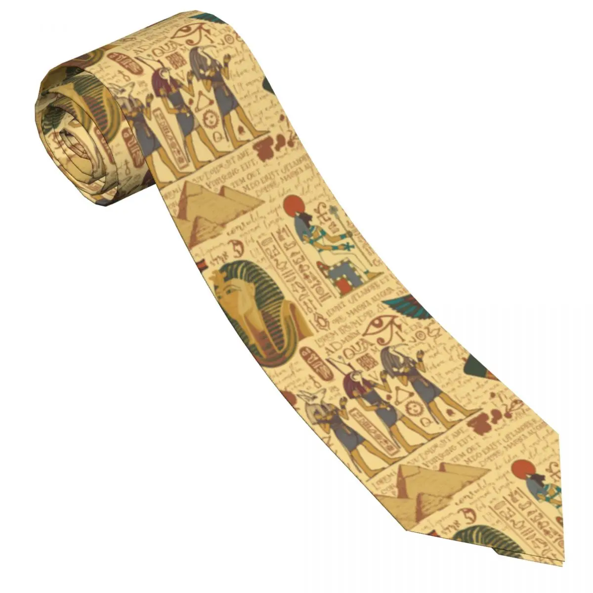 Men Accessories Egypt - เนคไทลายหัวลูกศรแบบลำลองสำหรับผู้ชาย, เนคไทลายอียิปต์โบราณเนคไทแบบบางสำหรับใส่ไปงานปาร์ตี้แบบเรียบง่าย
