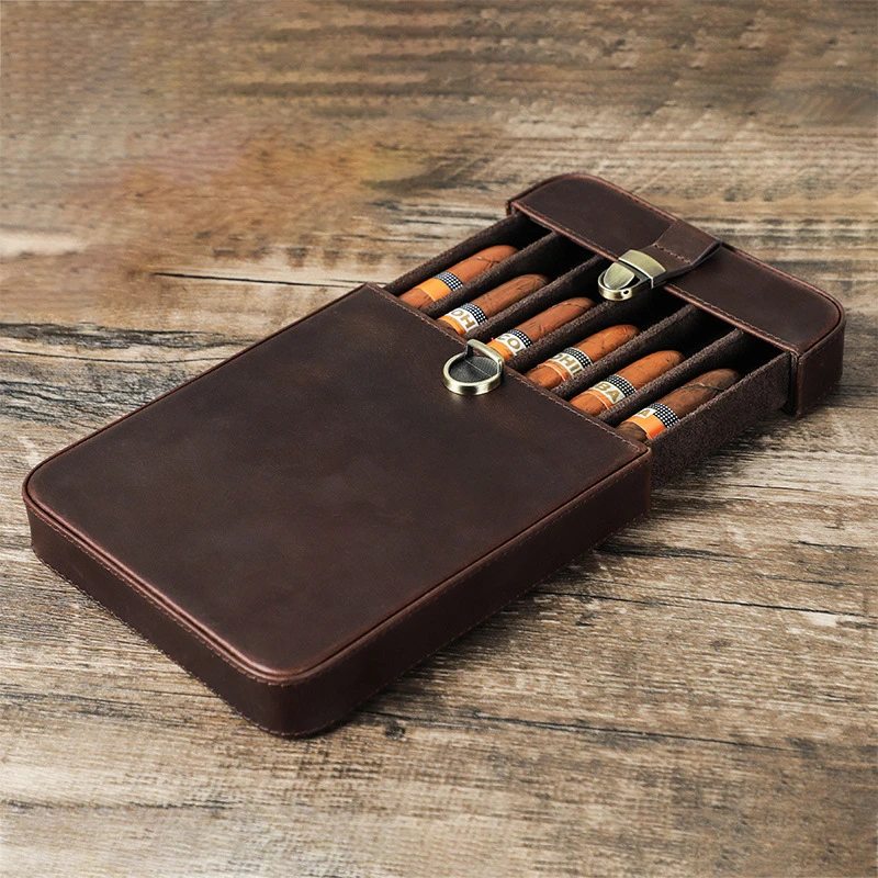 กล่องเก็บซิการ์หนังวัวแท้ 6 ช่ - Men Accessories Drawer บทวิจารณ์และราคา