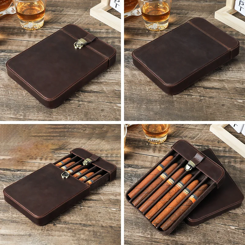 กล่องเก็บซิการ์หนังวัวแท้ 6 ช่ - Men Accessories Drawer บทวิจารณ์และราคา