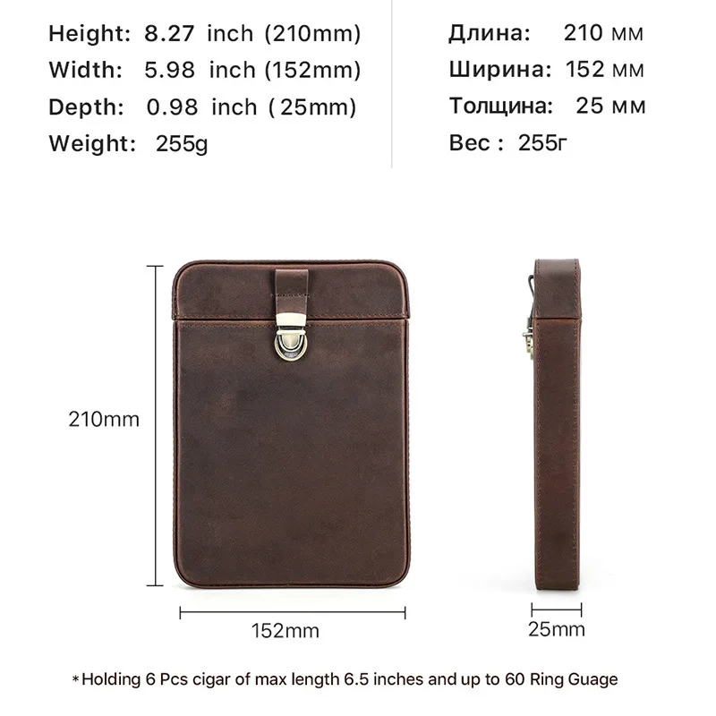 กล่องเก็บซิการ์หนังวัวแท้ 6 ช่ - Men Accessories Drawer บทวิจารณ์และราคา