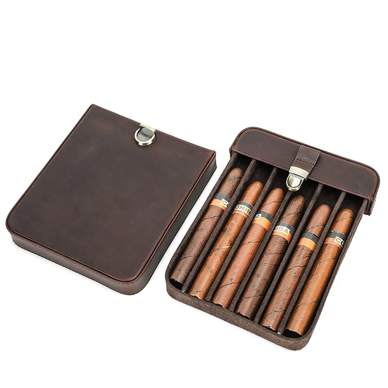 กล่องเก็บซิการ์หนังวัวแท้ 6 ช่ - Men Accessories Drawer บทวิจารณ์และราคา