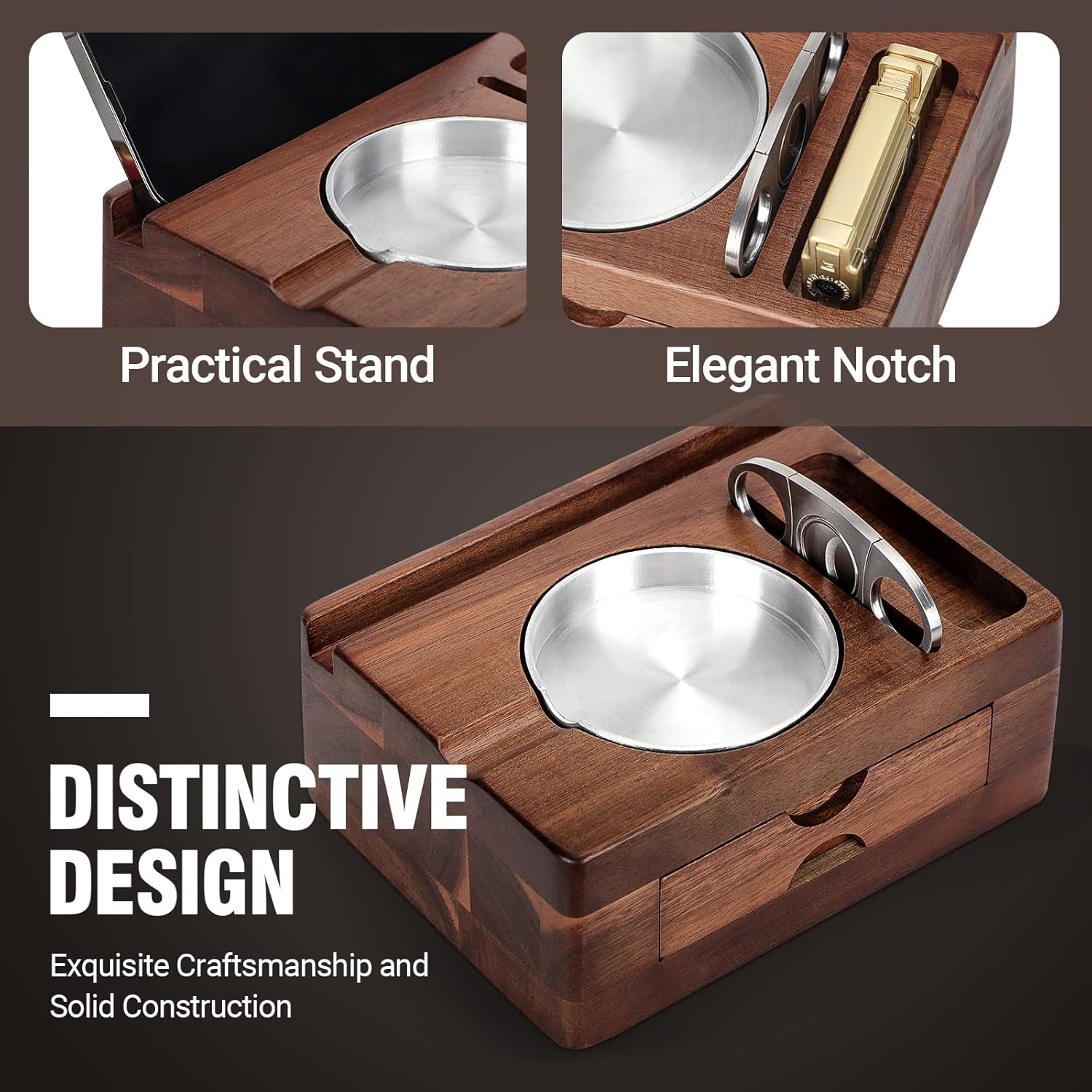 ที่เขี่ยบุหรี่ไม้พร้อมที่วางโท - Men Accessories Drawer บทวิจารณ์และราคา