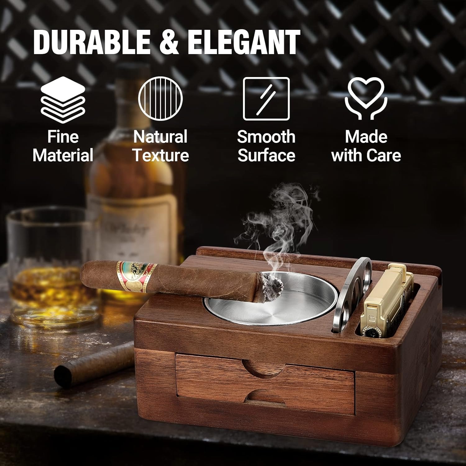 ที่เขี่ยบุหรี่ไม้พร้อมที่วางโท - Men Accessories Drawer บทวิจารณ์และราคา