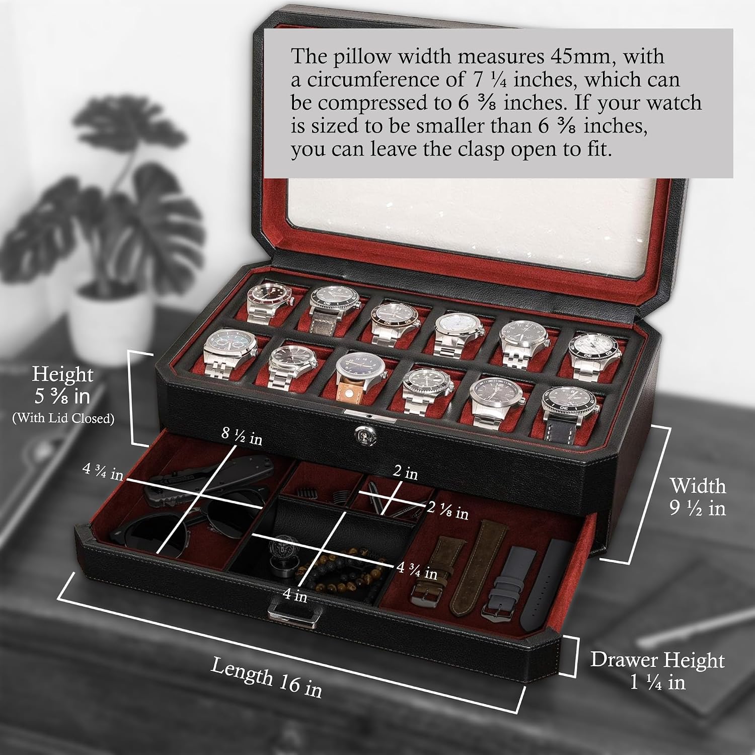 กล่องใส่นาฬิกาหนัง 12 ช่อง พร้ - Men Accessories Drawer บทวิจารณ์และราคา