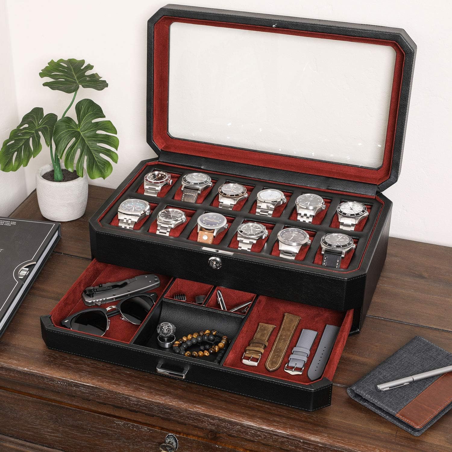 กล่องใส่นาฬิกาหนัง 12 ช่อง พร้ - Men Accessories Drawer บทวิจารณ์และราคา